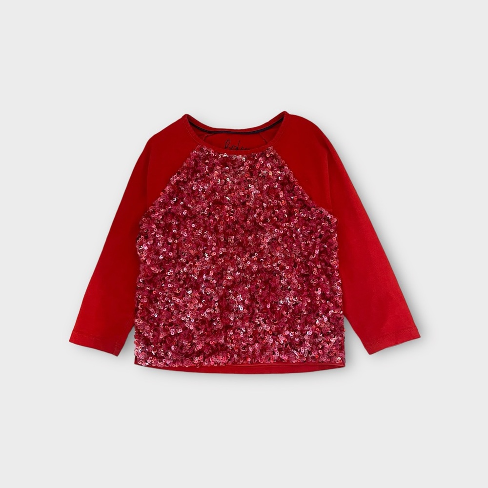Mini Boden Red Sequin Long Sleeve Top